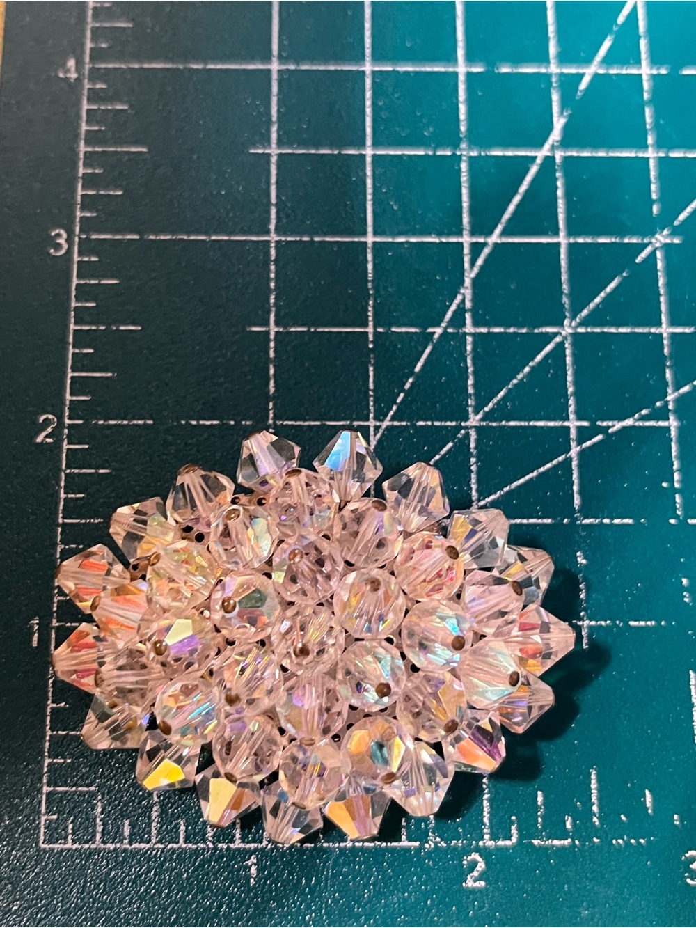 SET Crystal Aurora Borealis Clip Earrings and Brooch Set - Picture 5 of 10
